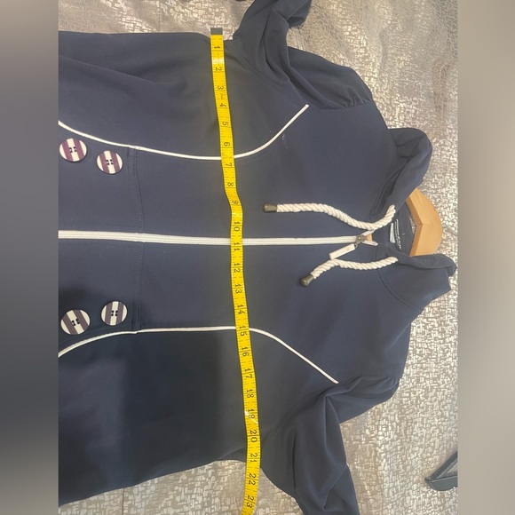 Nautical Zipper Drawstring Hoodie by BNW - Picture 9 of 10